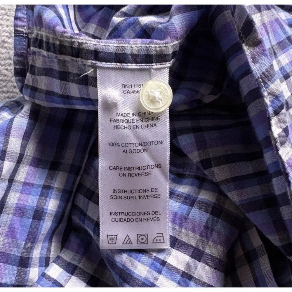 Michael Kors Men's Long Sleeve Plaid Button-Down Shirt Size Large Blue Purple